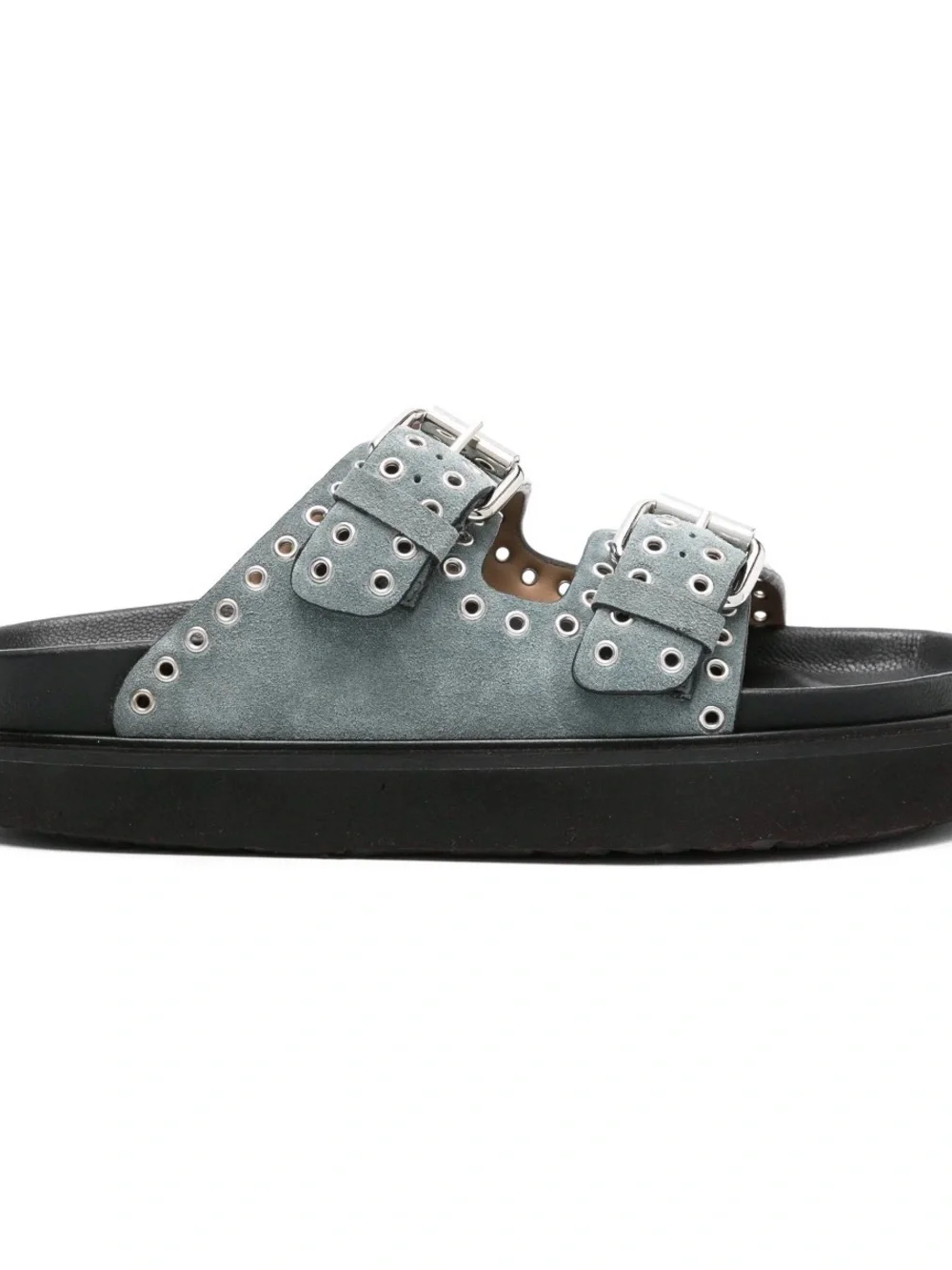 Isabel Marant Lennya Platform Light Blue Suede Double-Buckle Platform Sandals